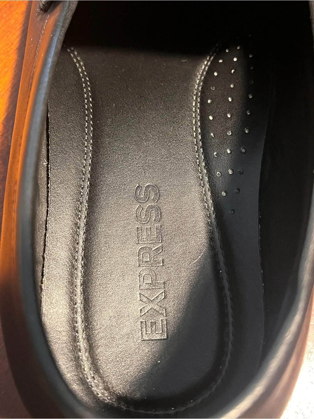 Express Black Leather Penny Loafers for Men